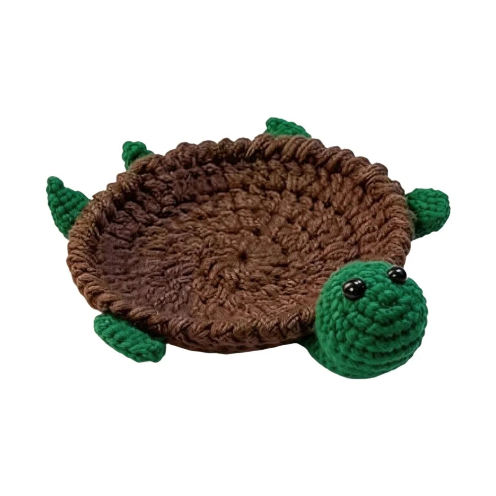 Handmade Crochet Craft Crochet Animal Coaster Soft Knitted Non-Slip Base Cute Cartoon Cup Mat Animal Shape Design