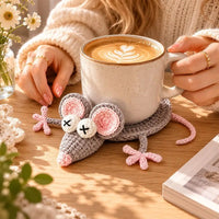 Handmade Crochet Craft Crochet Animal Coaster Soft Knitted Non-Slip Base Cute Cartoon Cup Mat Animal Shape Design