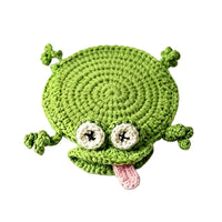 Handmade Crochet Craft Crochet Animal Coaster Soft Knitted Non-Slip Base Cute Cartoon Cup Mat Animal Shape Design