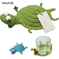 Animal Crochet Lizard Cup Coaster, Handwoven Finished Coffee Mat Creative Desk Decor, Cute 3D DIY Home Table Tea Amigurumi Gift