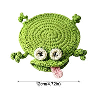 Handmade Crochet Craft Crochet Animal Coaster Soft Knitted Non-Slip Base Cute Cartoon Cup Mat Animal Shape Design
