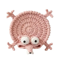 Handmade Crochet Craft Crochet Animal Coaster Soft Knitted Non-Slip Base Cute Cartoon Cup Mat Animal Shape Design