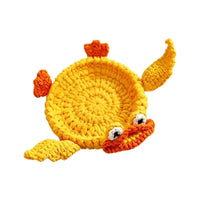 Handmade Crochet Craft Crochet Animal Coaster Soft Knitted Non-Slip Base Cute Cartoon Cup Mat Animal Shape Design